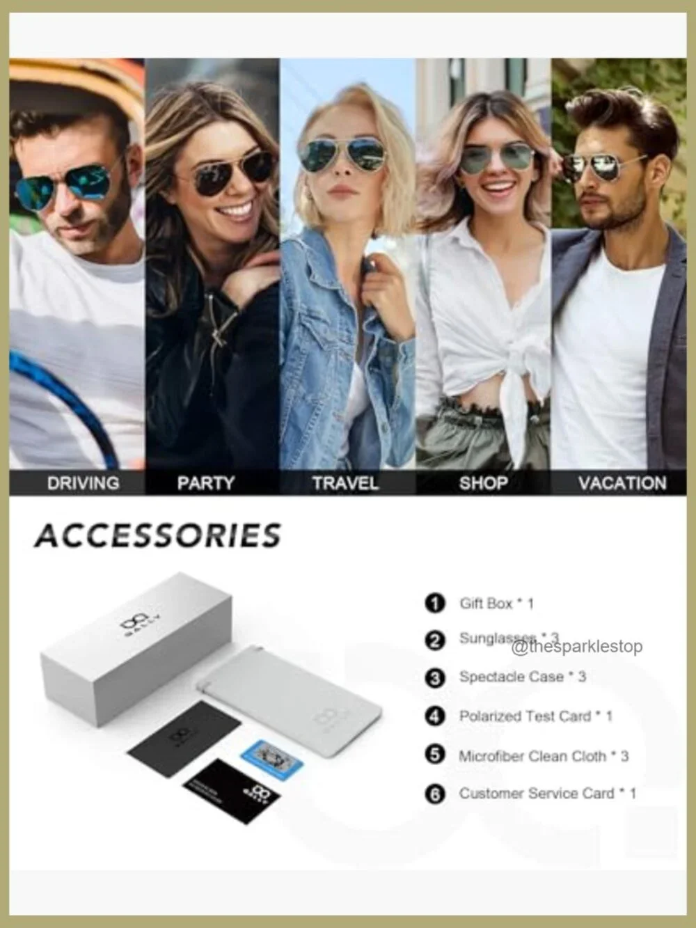 Polarized Aviator Sunglasses with UV Protection for Driving